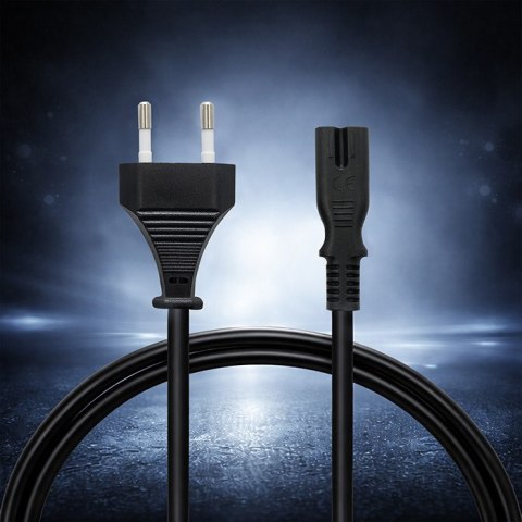 Qoltec Kabel zasilający IEC C7 | CEE 7/16 | ósemka | 2x0.75mm² | Czysta miedz CU | 1m