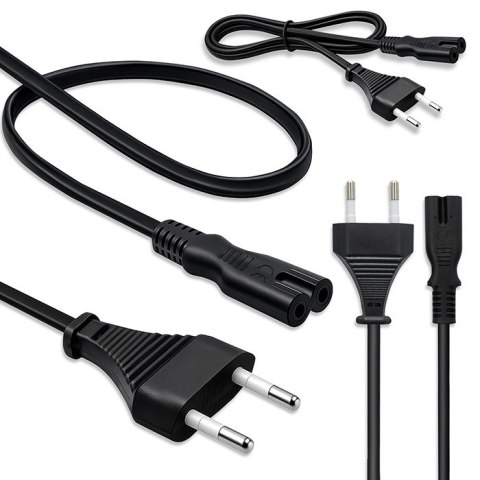 Qoltec Kabel zasilający IEC C7 | CEE 7/16 | ósemka | 2x0.75mm² | Czysta miedz CU | 1m
