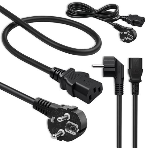 Qoltec Kabel zasilający SCHUKO | IEC C13 | CEE 7/7 | 3x0.5mm² | Czysta miedź Cu | 1.5m