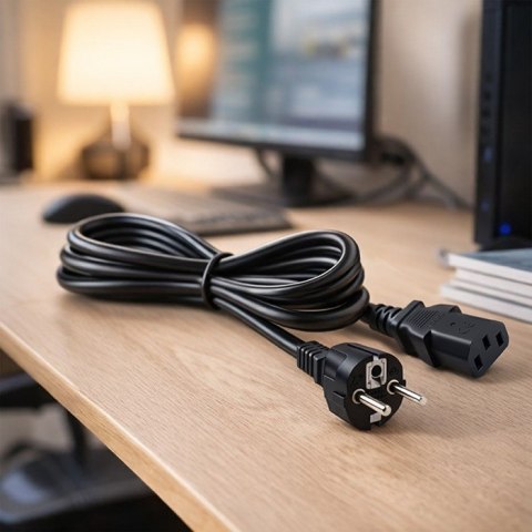 Qoltec Kabel zasilający SCHUKO | IEC C13 | CEE 7/7 | 3x0.75mm² | Czysta miedź Cu | 1.5m