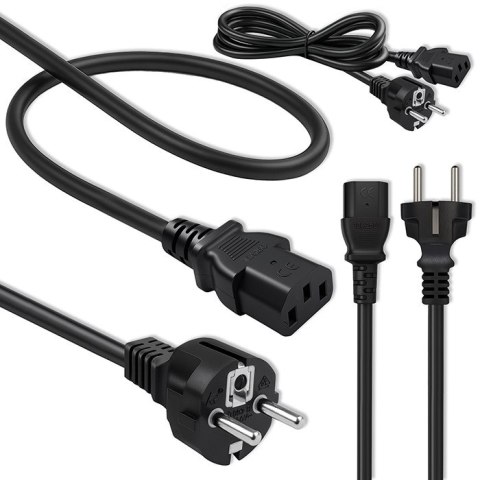 Qoltec Kabel zasilający SCHUKO | IEC C13 | CEE 7/7 | 3x0.75mm² | Czysta miedź Cu | 1.5m