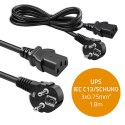 Qoltec Kabel zasilający SCHUKO | IEC C13 | CEE 7/7 | 3x0.75mm² | Czysta miedź Cu | 1.8m