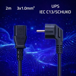 Qoltec Kabel zasilający SCHUKO | IEC C13 | CEE 7/7 | 3x1.00mm² | Czysta miedź Cu | 2m