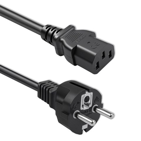 Qoltec Kabel zasilający SCHUKO | IEC C13 | CEE 7/7 | 3x1.00mm² | Czysta miedź Cu | 3m