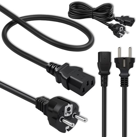 Qoltec Kabel zasilający SCHUKO | IEC C13 | CEE 7/7 | 3x1.00mm² | Czysta miedź Cu | 3m