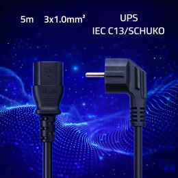 Qoltec Kabel zasilający SCHUKO | IEC C13 | CEE 7/7 | 3x1.00mm² | Czysta miedź Cu | 5m
