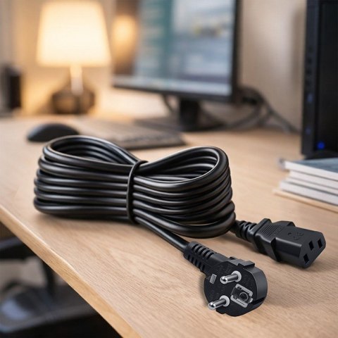 Qoltec Kabel zasilający SCHUKO | IEC C13 | CEE 7/7 | 3x1.00mm² | Czysta miedź Cu | 5m