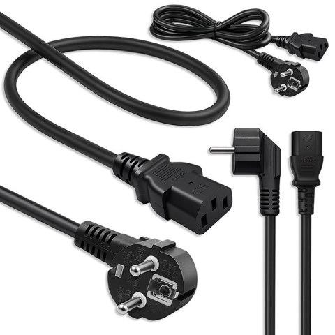 Qoltec Kabel zasilający SCHUKO | IEC C13 | CEE 7/7 | 3x1.0mm² | Czysta miedź Cu | 1.8m