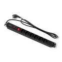 Qoltec Listwa zasilająca PDU antyprzeciążeniowa do RACK 19" | 1U | 16A | 6xFRENCH | 2m