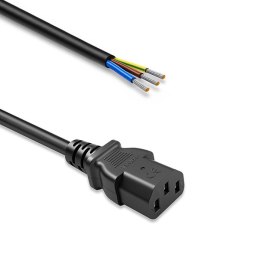 Qoltec Przewód zasilający IEC C13 | odizolowany lutowany | Czysta miedź Cu | 3x0.75mm² | 0.5m
