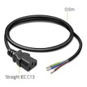 Qoltec Przewód zasilający IEC C13 | odizolowany lutowany | Czysta miedź Cu | 3x0.75mm² | 0.5m