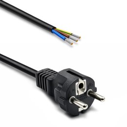 Qoltec Przewód zasilający SCHUKO CEE 7/7 | miedź Cu | odizolowany lutowany | 3x0.75 mm² | 3m