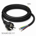 Qoltec Przewód zasilający SCHUKO CEE 7/7 | miedź Cu | odizolowany lutowany | 3x1.00 mm² | 1.8m