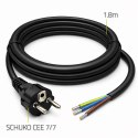 Qoltec Przewód zasilający SCHUKO CEE 7/7 | miedź Cu | odizolowany lutowany | 3x1.50 mm² | 1.8m