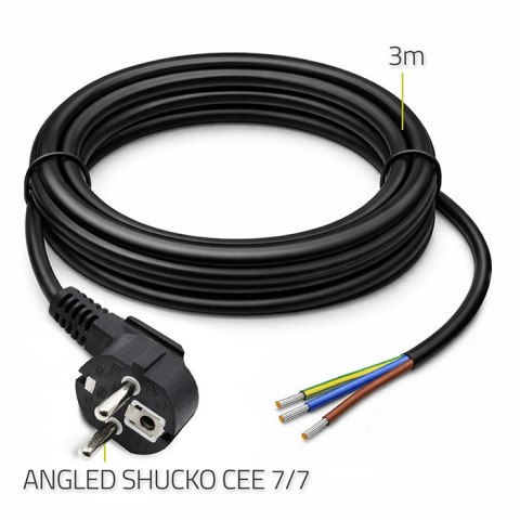 Qoltec Przewód zasilający SCHUKO CEE 7/7 | miedź Cu | odizolowany lutowany | 3x1.50 mm² | 3m