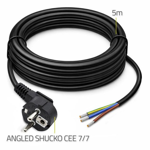 Qoltec Przewód zasilający SCHUKO CEE 7/7 | miedź Cu | odizolowany lutowany | 3x1.50 mm² | 5m