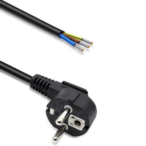 Qoltec Przewód zasilający | wtyczka kątowa SCHUKO CEE 7/7 | miedź Cu | odizolowany lutowany | 3x0.75 mm² | 1.5m