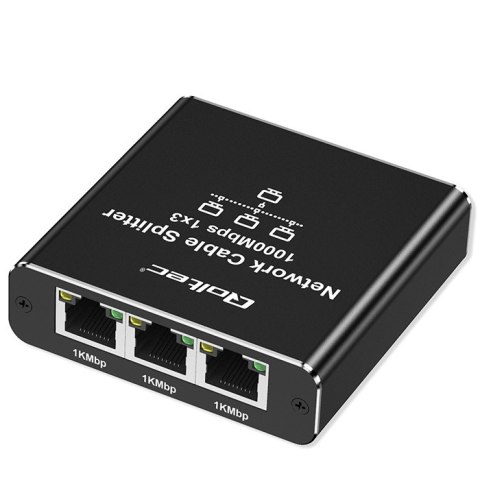 Qoltec Rozdzielacz Splitter Ethernet mini SWITCH 1x3 RJ45 | 1000Mb/s | USB-C | Aluminium