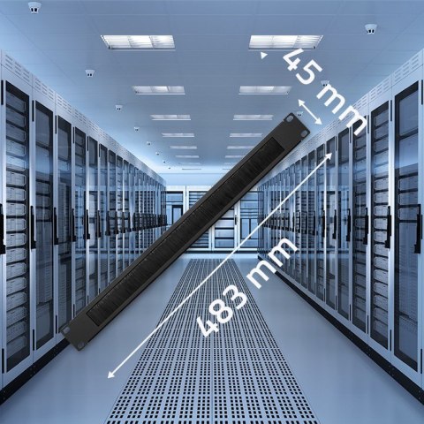 Qoltec Solidny stalowy Przepust szczotkowy do szaf RACK 19" | 1U