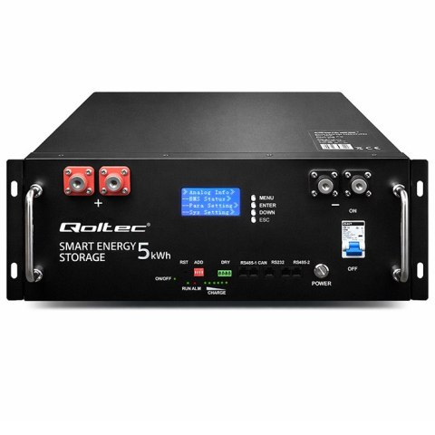 Qoltec Stabilny Magazyn energii LiFePO4 do RACK | 5.12kWh | 51.2V | 100Ah | BMS | LCD