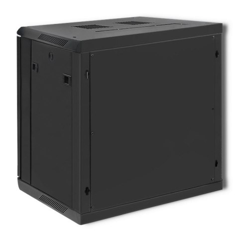 Qoltec Szafa RACK 19" | 12U | 600 x 635 x 450 | Perforowane drzwi | Wisząca | Stalowa obudowa | Zamek | Czarna
