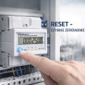 Qoltec Trójfazowy elektroniczny licznik z resetem | miernik zużycia energii na szynę DIN | 400V | 100A | LCD | LED | 4P