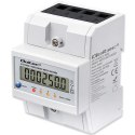 Qoltec Trójfazowy elektroniczny licznik z resetem | miernik zużycia energii na szynę DIN | 400V | 100A | LCD | LED | 4P