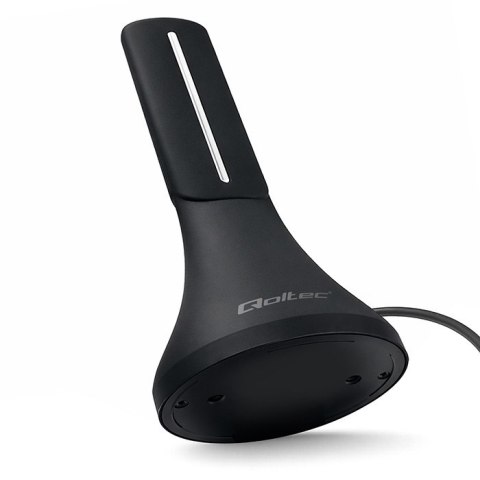 Qoltec Wewnętrzna mocna Antena TV DVB-T/T2 | wzmacniacz sygnału | 4K | wysoki zysk 32dBi | 360º | Kabel 4m