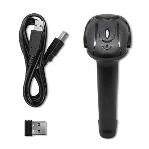 Qoltec Bezprzewodowy skaner czytnik kodów kreskowych i QR | 1D 2D | USB | 2.4G