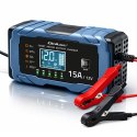 Qoltec Inteligentna mikroprocesorowa ładowarka 12V 15A | Prostownik z funkcją naprawy | AGM GEL LiFePO4 | 9- stopniowe ładowanie