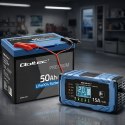Qoltec Inteligentna mikroprocesorowa ładowarka 12V 15A | Prostownik z funkcją naprawy | AGM GEL LiFePO4 | 9- stopniowe ładowanie