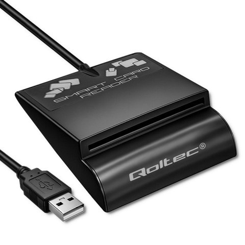 Qoltec Inteligentny czytnik chipowych kart ID SCR-0636 | USB 2.0 + Adapter USB-C