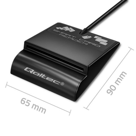 Qoltec Inteligentny czytnik chipowych kart ID SCR-0636 | USB 2.0 + Adapter USB-C