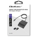 Qoltec Inteligentny czytnik chipowych kart ID SCR-0636 | USB 2.0 + Adapter USB-C