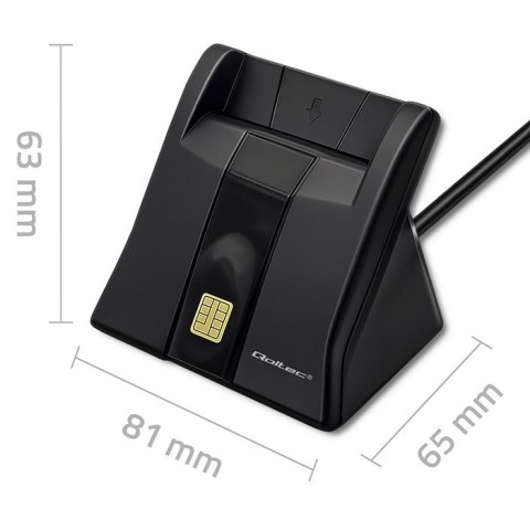 Qoltec Inteligentny czytnik chipowych kart ID SCR-0643 | USB 2.0 + Adapter USB-C