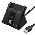 Qoltec Inteligentny czytnik chipowych kart ID SCR-0643 | USB 2.0 + Adapter USB-C