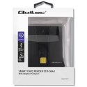 Qoltec Inteligentny czytnik chipowych kart ID SCR-0643 | USB 2.0 + Adapter USB-C
