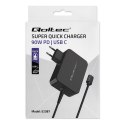 Qoltec Ładowarka GaN POWER PRO | 1xUSB-C | 90W | 5-20V | 3-4.5A | Laptop | Smartfon | Czarna