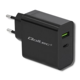 Qoltec Ładowarka sieciowa 45W | 5-20V | 2.25-3A | USB typ C PD | USB 3.0 | Czarna