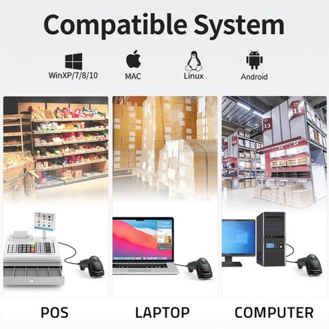 Qoltec Skaner czytnik kodów kreskowych 1D 2D | QR | EAN | USB | szybki