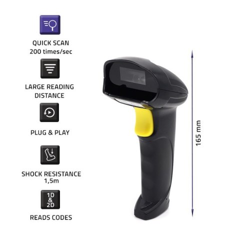 Qoltec Skaner czytnik kodów kreskowych 1D 2D | QR | EAN | USB | szybki