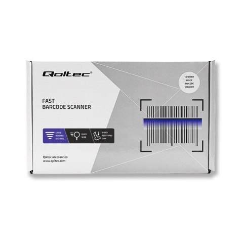 Qoltec Skaner czytnik kodów kreskowych 1D | EAN | USB | Czarny