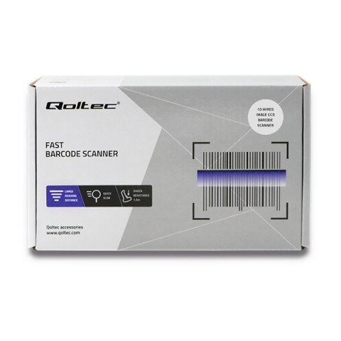 Qoltec Skaner czytnik kodów kreskowych 1D | matryca CCD | USB | Biały