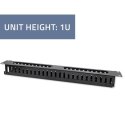 Qoltec Solidny stalowy Organizer kabli do szaf RACK 19" | 24 porty | 1U