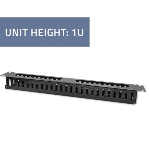 Qoltec Solidny stalowy Organizer kabli do szaf RACK 19" | 24 porty | 1U
