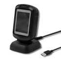 Qoltec Stacjonarny skaner czytnik kodów kreskowych i QR | 1D 2D | USB | Szybki