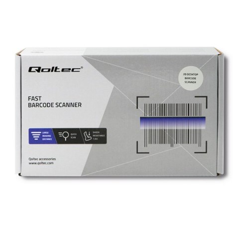 Qoltec Stacjonarny skaner czytnik kodów kreskowych i QR | 1D 2D | USB | Szybki