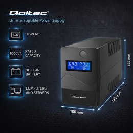 Qoltec Zasilacz awaryjny UPS Line Interactive | Monolith | 1000VA | 600W | LCD | USB | RJ45