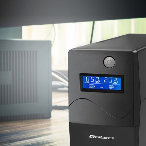 Qoltec Zasilacz awaryjny UPS Line Interactive | Monolith | 1000VA | 600W | LCD | USB | RJ45
