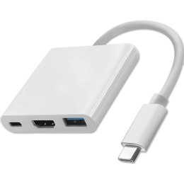 Qoltec Hub Adapter USB-C 3.1 3w1 | USB 3.0 | HDMI 4K | USB-C 3.1 PD 100W